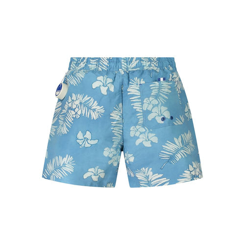 Light Blue Polyester Men Swim Boxer