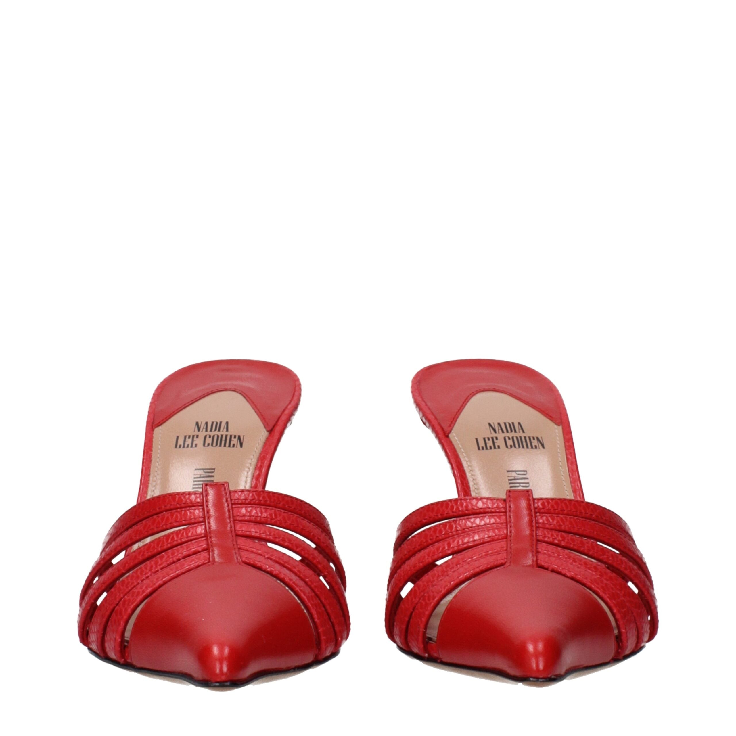 Red Leather Stiletto Heel Sandals
