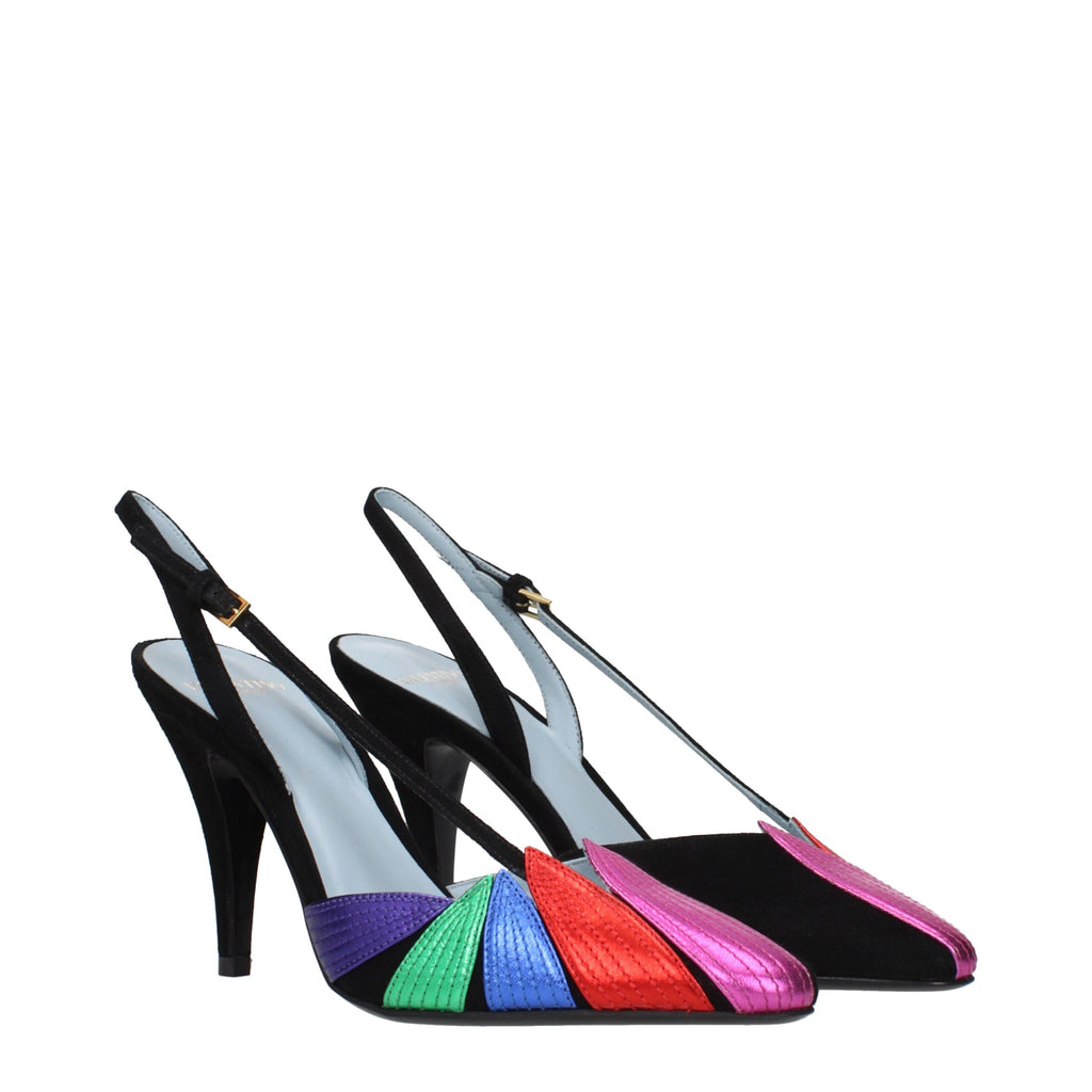 Schwarze Lederpumps mit hohem Absatz