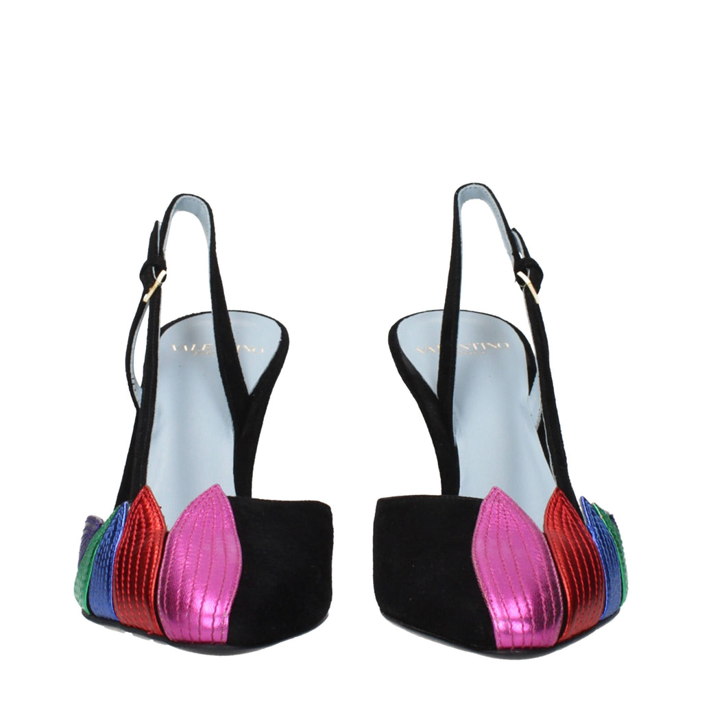 Schwarze Lederpumps mit hohem Absatz