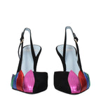 Schwarze Lederpumps mit hohem Absatz