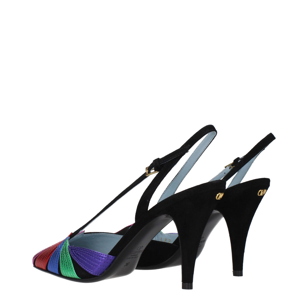 Schwarze Lederpumps mit hohem Absatz