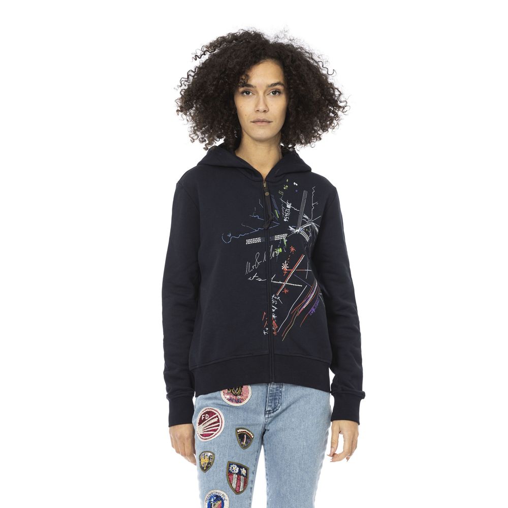 Blaues Damen-Sweatshirt aus Baumwolle