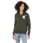 Green Cotton Women Hoodie