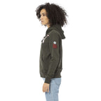 Green Cotton Women Hoodie
