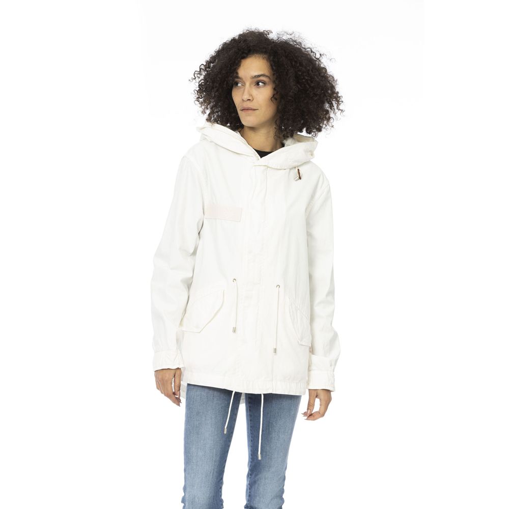 Damen-Parka aus weißer Baumwolle