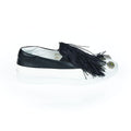 Black Leather Women Slip-On Shoe