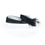 Black Leather Women Slip-On Shoe