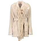 Beige Polyamid Damen Strickjacke