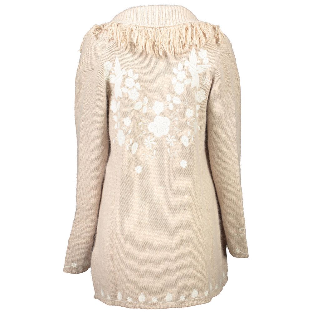 Beige Polyamid Damen Strickjacke