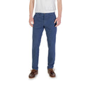 Blaue schmal geschnittene Baumwollhose