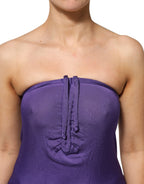 Lila trägerloses figurbetontes Kleid aus Viskose-Elastan