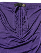 Lila trägerloses figurbetontes Kleid aus Viskose-Elastan