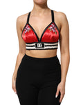 Rotes Satin-Bralette Crop Top mit Blumenstickerei