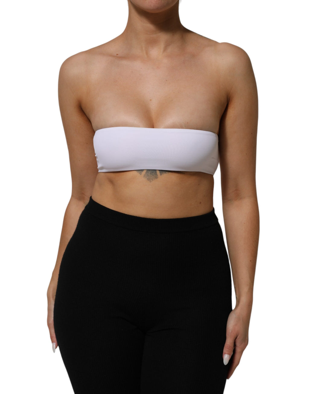Weißes Bandeau-Oberteil aus Nylonmix, trägerlos