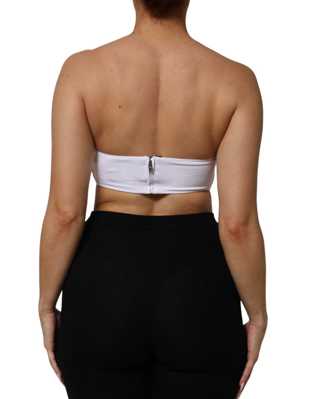 Weißes Bandeau-Oberteil aus Nylonmix, trägerlos