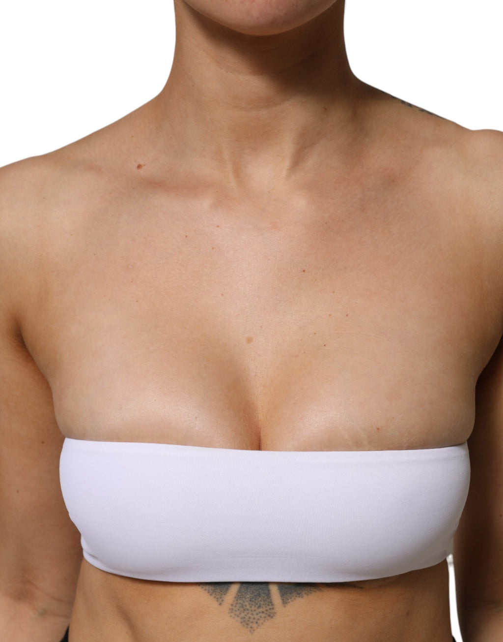Weißes Bandeau-Oberteil aus Nylonmix, trägerlos