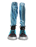Blaue Schnürstiefel, Overknee-Socken, Herrenstiefel, Schuhe