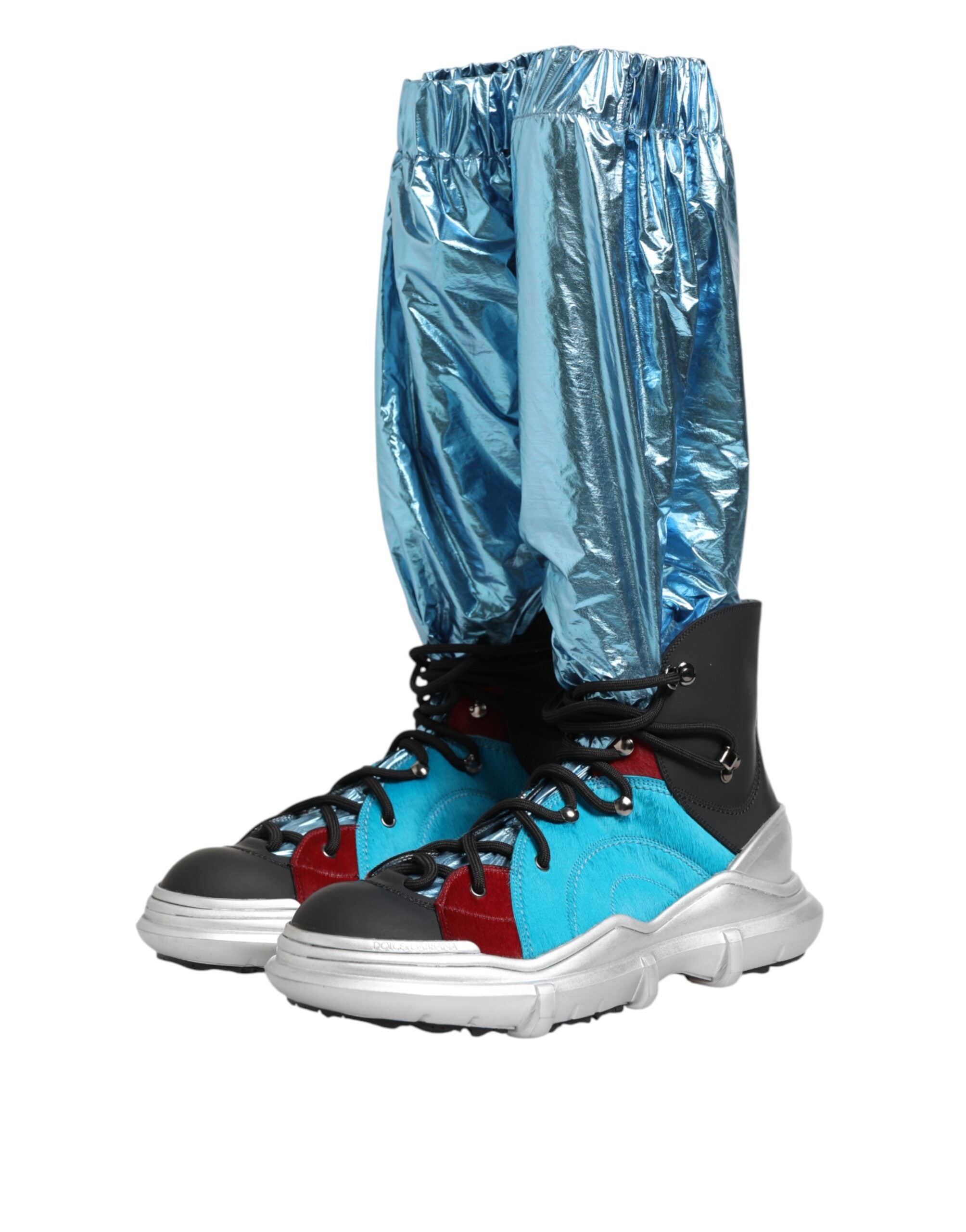 Blaue Schnürstiefel, Overknee-Socken, Herrenstiefel, Schuhe