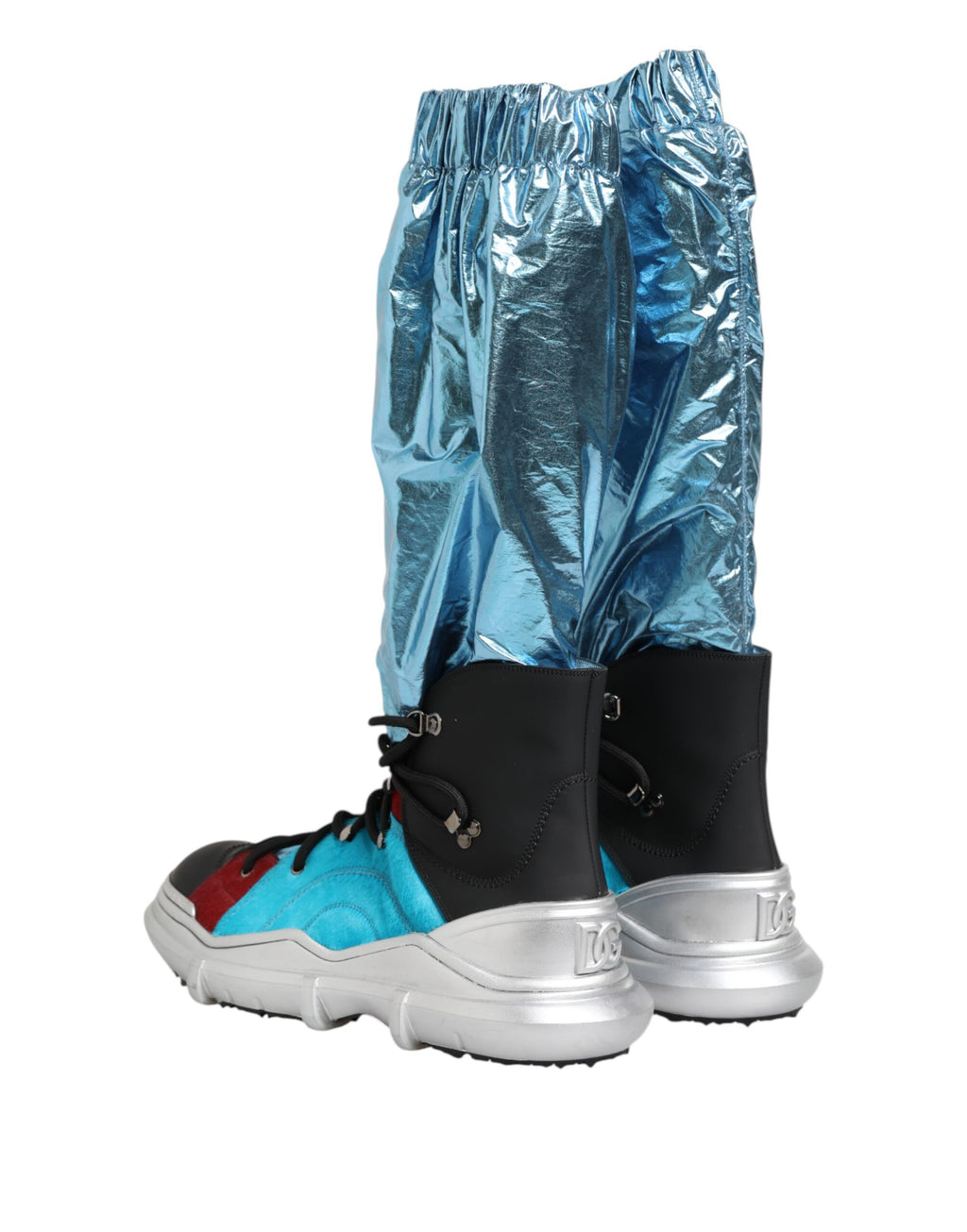Blaue Schnürstiefel, Overknee-Socken, Herrenstiefel, Schuhe