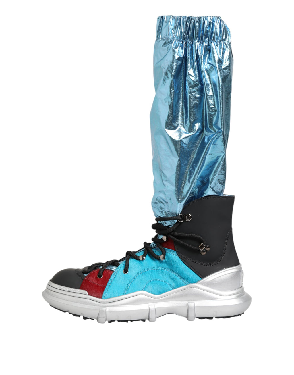 Blaue Schnürstiefel, Overknee-Socken, Herrenstiefel, Schuhe
