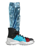 Blaue Schnürstiefel, Overknee-Socken, Herrenstiefel, Schuhe