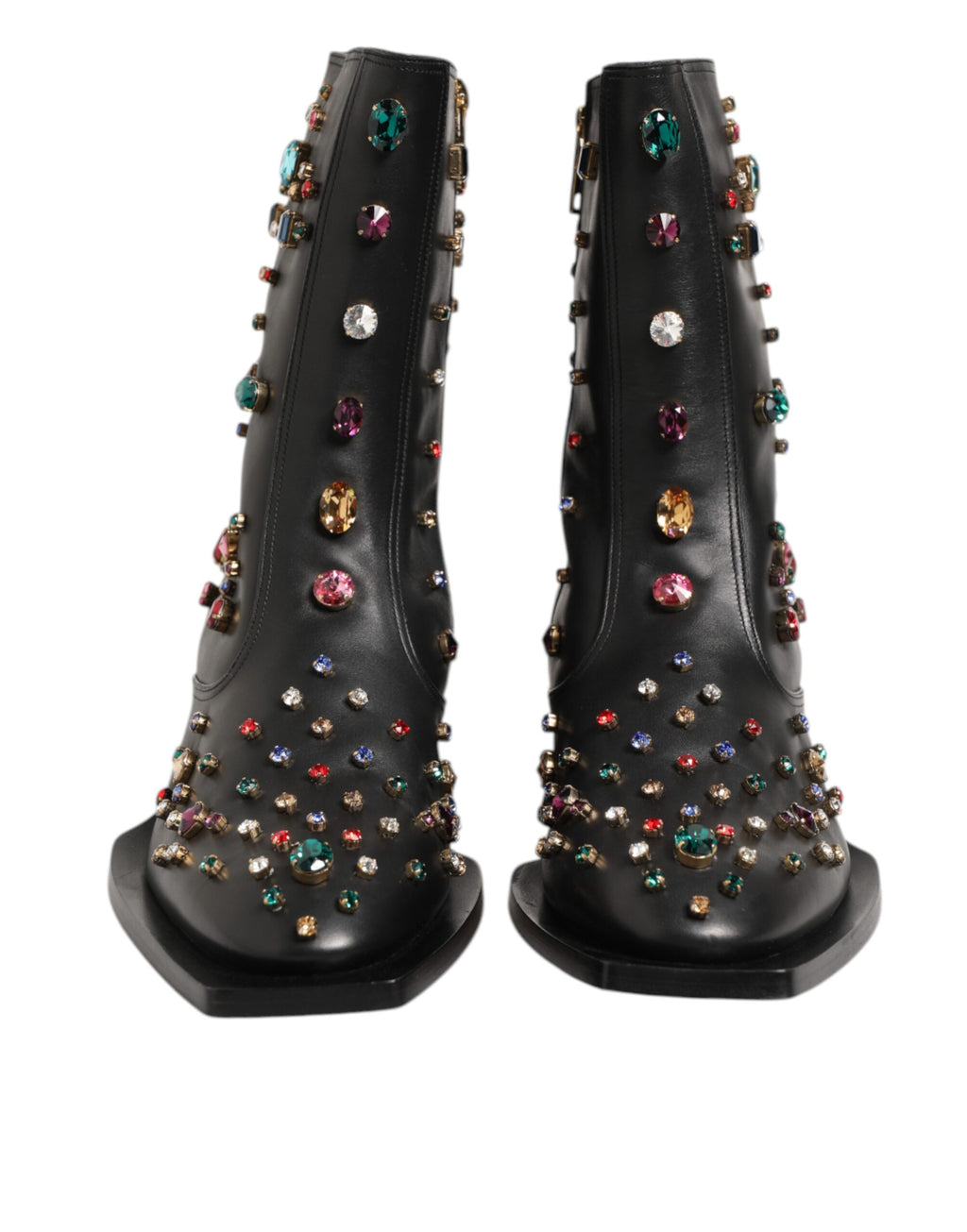Schwarze, mit Kristallen verzierte kurze Herrenstiefel