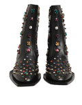 Schwarze, mit Kristallen verzierte kurze Herrenstiefel