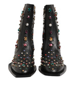 Schwarze, mit Kristallen verzierte kurze Herrenstiefel
