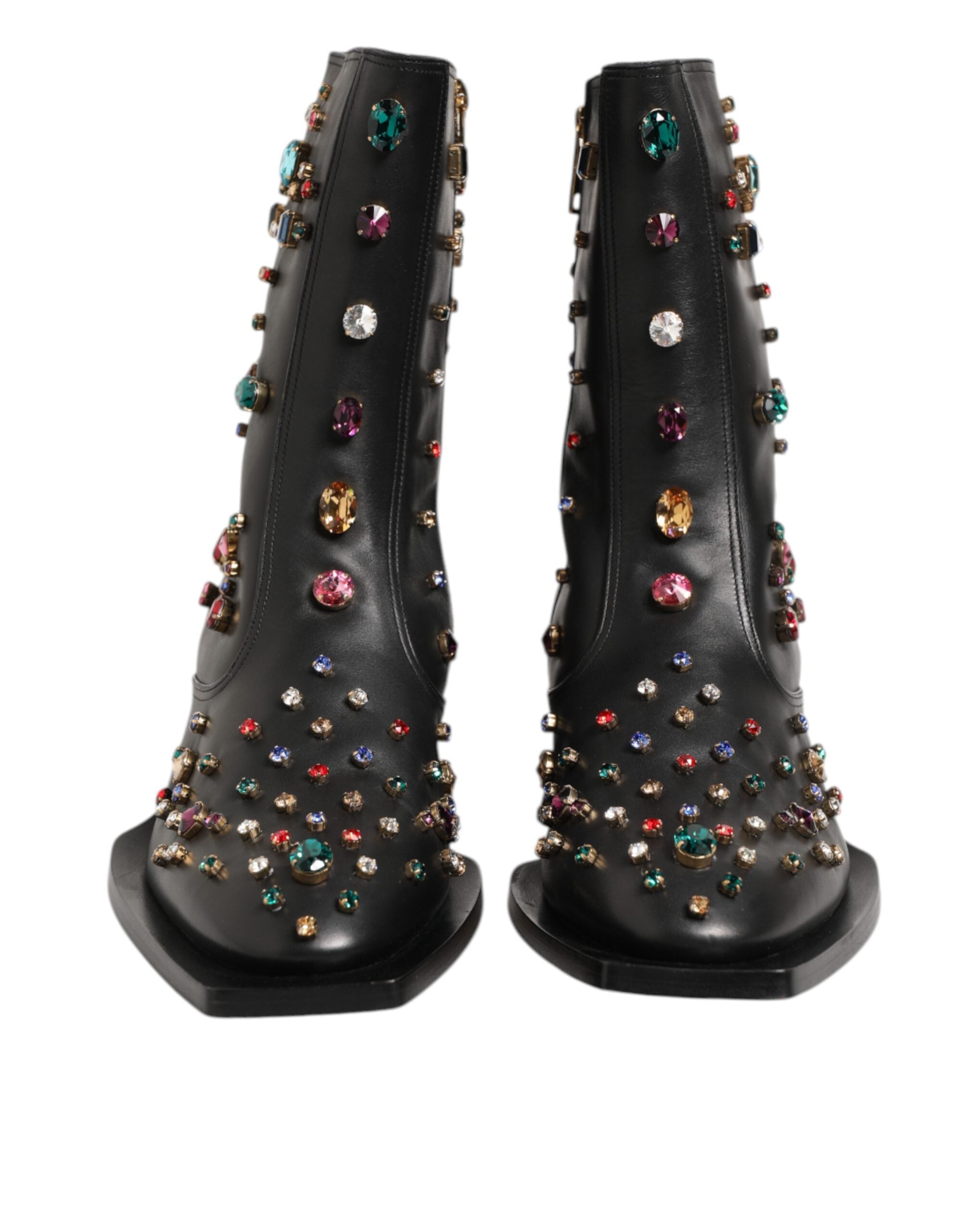 Black Crystal Embellished Men's Short Boots Shoes