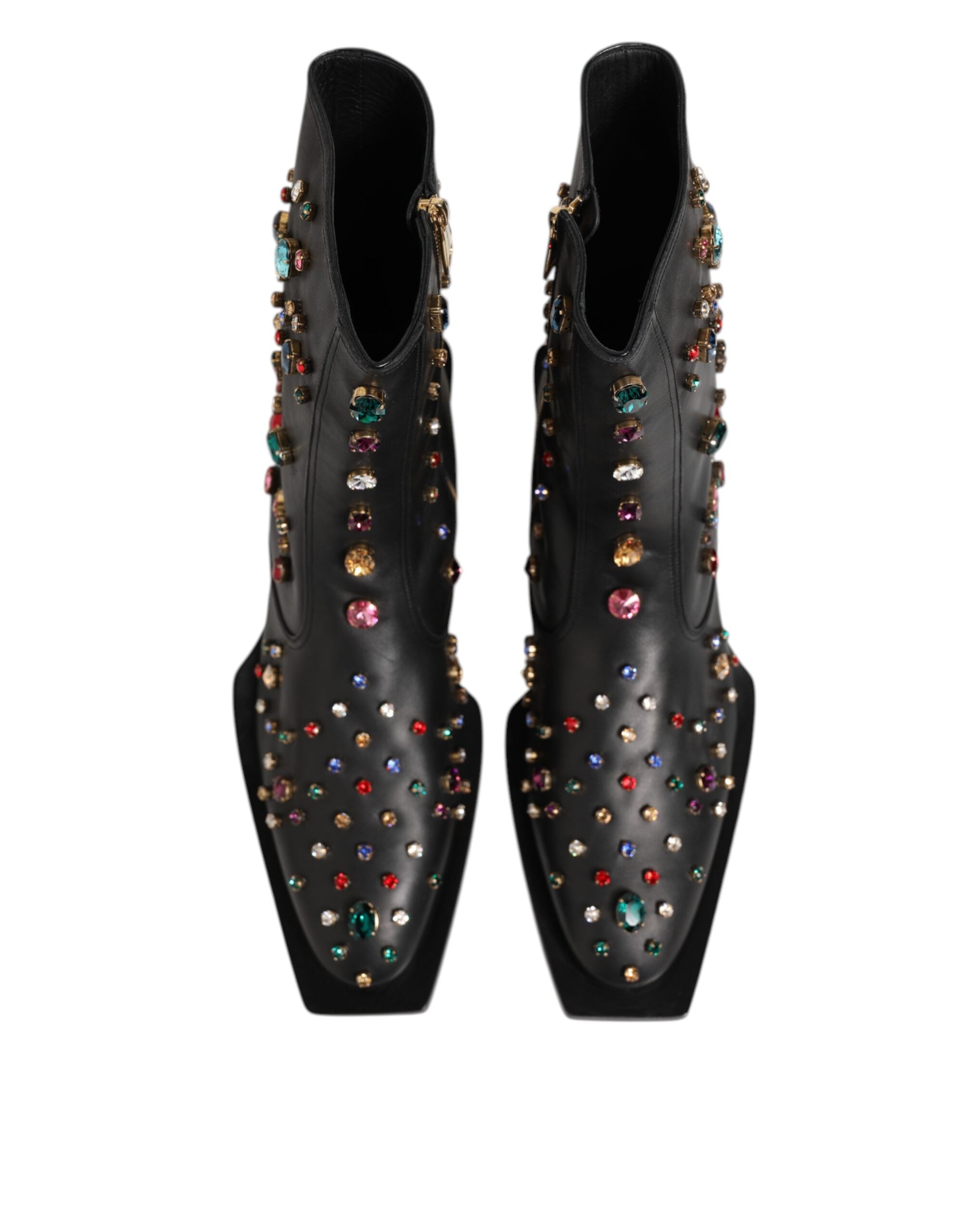 Black Crystal Embellished Men's Short Boots Shoes