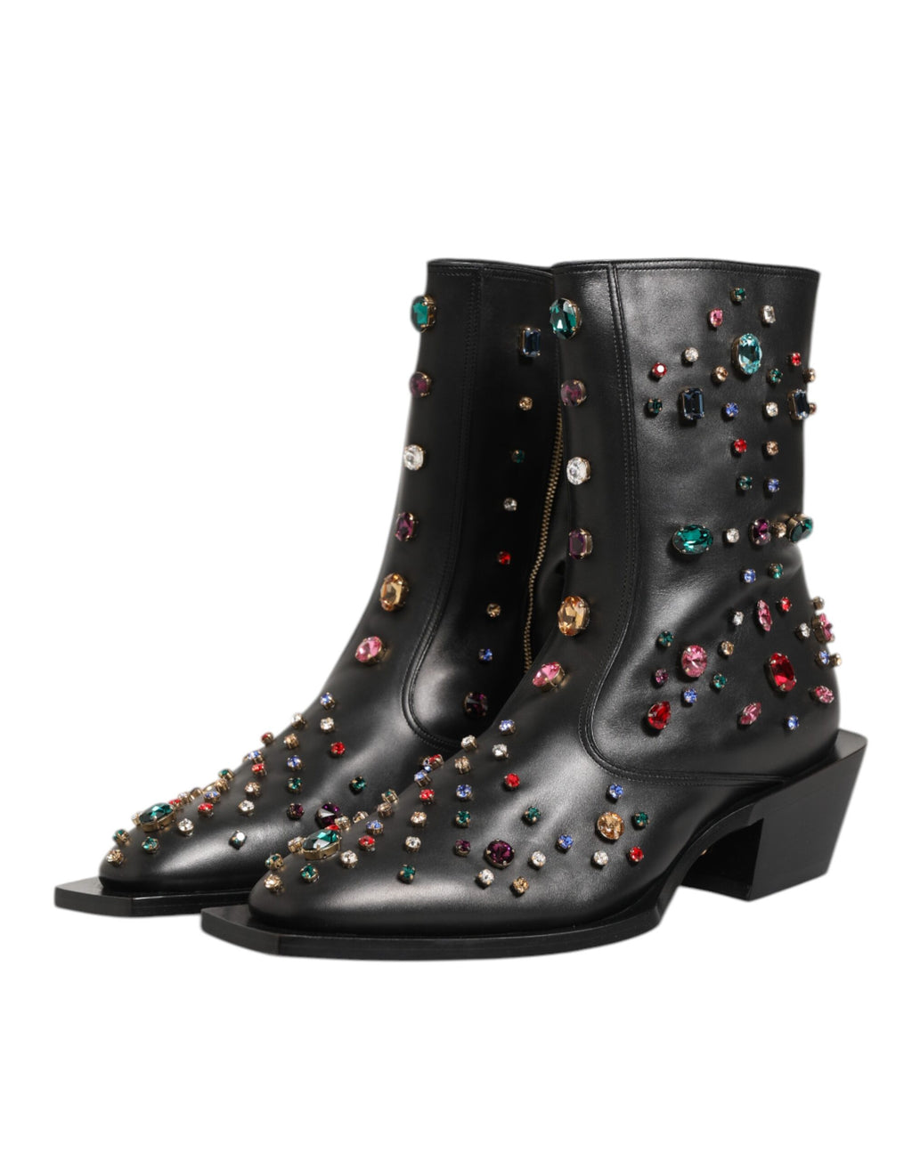 Schwarze, mit Kristallen verzierte kurze Herrenstiefel