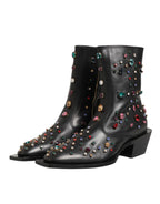 Schwarze, mit Kristallen verzierte kurze Herrenstiefel