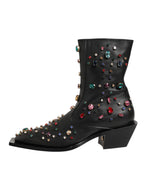 Schwarze, mit Kristallen verzierte kurze Herrenstiefel