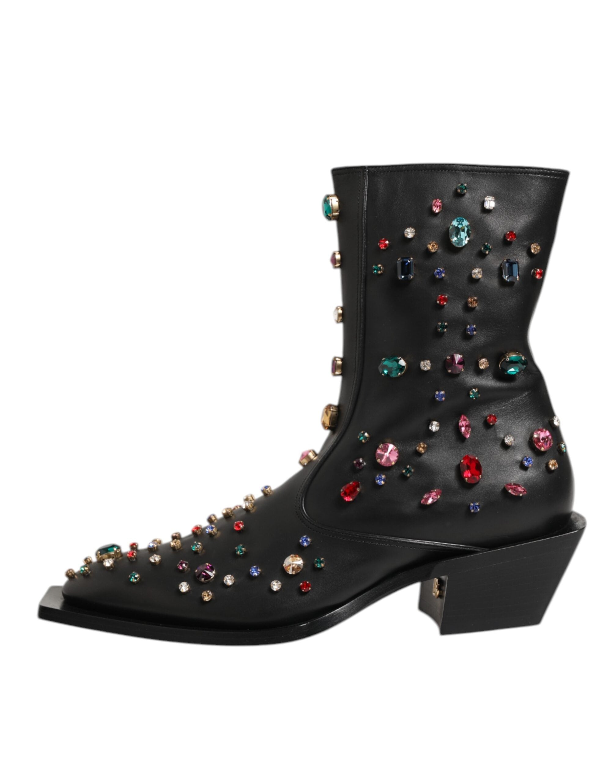 Black Crystal Embellished Men's Short Boots Shoes