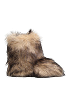 Brown Faux Skim Ski Fur Men Short Boots Shoes