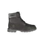Black Leather Women Ankle Boot