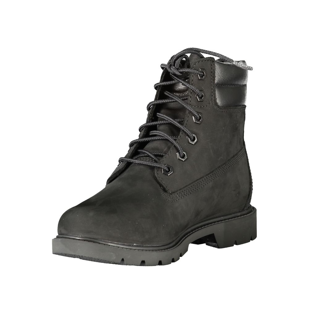 Black Leather Women Ankle Boot