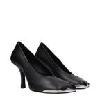 Schwarze Leder-Pumps mit hohem Absatz