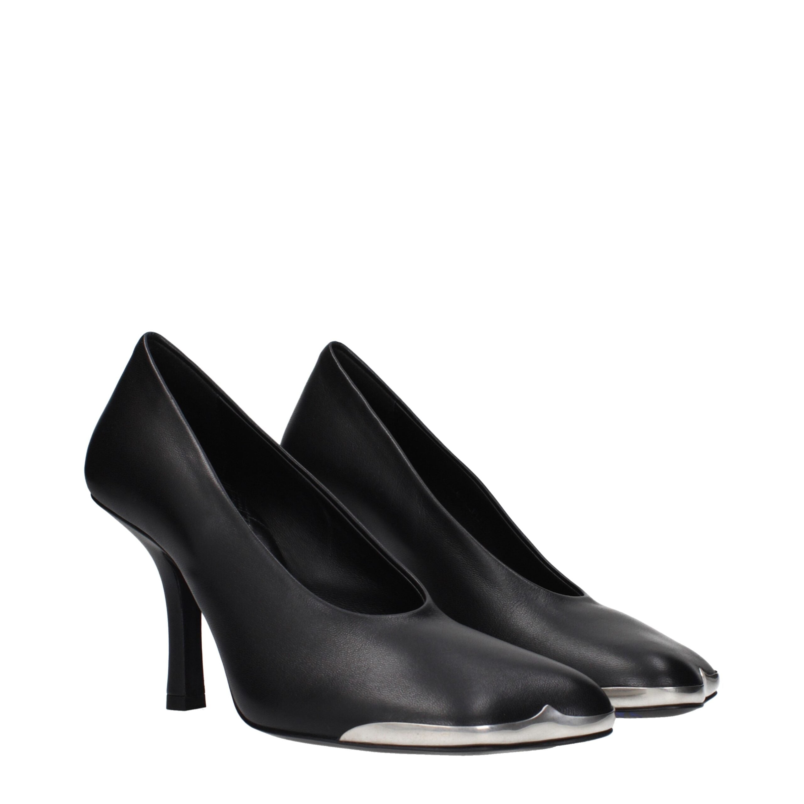 Schwarze Leder-Pumps mit hohem Absatz