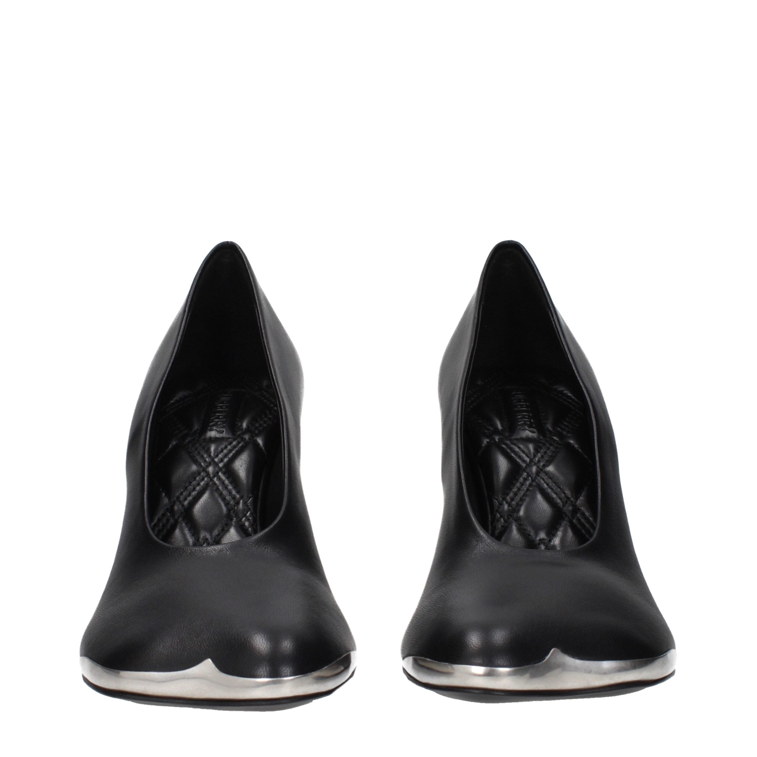 Schwarze Leder-Pumps mit hohem Absatz