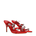 Sandaletten mit Stilettoabsatz aus rotem Satin
