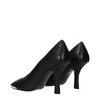 Schwarze Leder-Pumps mit hohem Absatz