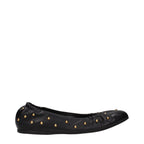 Black Leather Ballet Flats