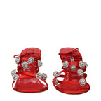 Sandaletten mit Stilettoabsatz aus rotem Satin