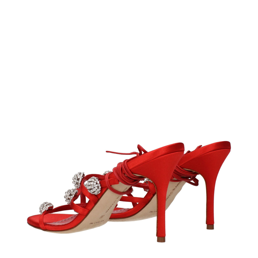 Sandaletten mit Stilettoabsatz aus rotem Satin