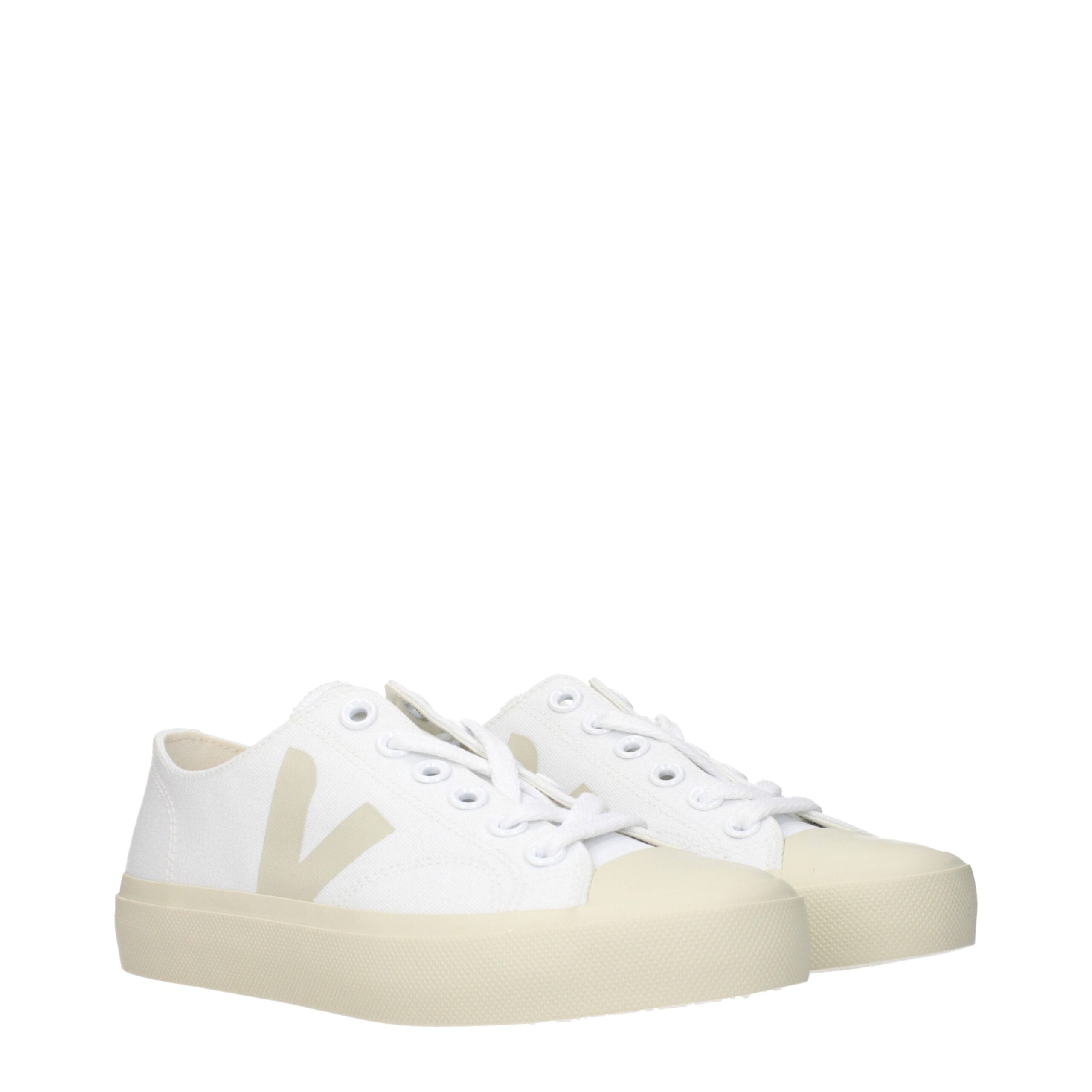 Weiße niedrige Sneakers aus Stoff