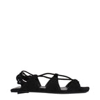 Schwarze flache Ledersandalen