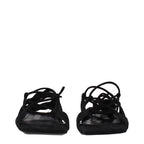 Schwarze flache Ledersandalen