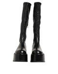 Schwarze Logo-Plaketten-Over-the-Calf-Stiefel